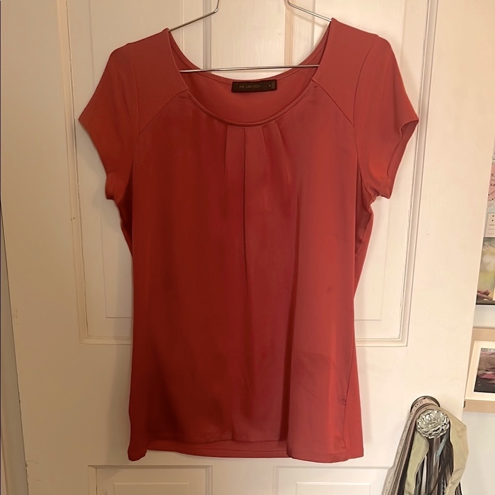 Red Pleated Cap Sleeve Blouse